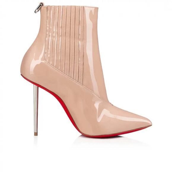 Christian Louboutin Epic Boot 100 Nude Patent Stiletto Heel Ankle Bootie 37 - Picture 3 of 11